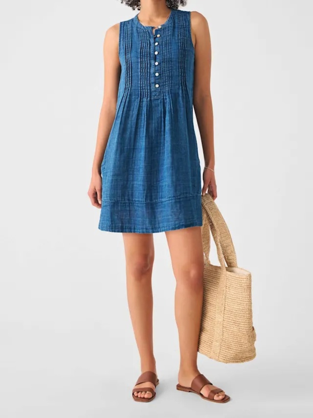 Faherty Organic Cotton Isha Dress Indigo Womens Size XL